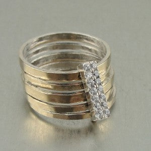 Hadar Designers Yellow 9k Gold 925 Silver Zircon Multi Ring Gift for Israeli Wife Gift for Her