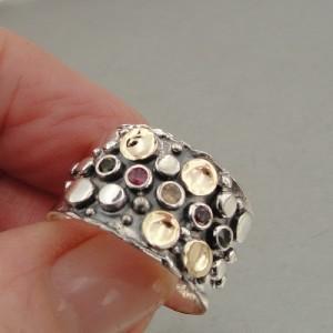 Hadar Jewelry Handmade 9k Gold 925 Silver Tourmaline Ring