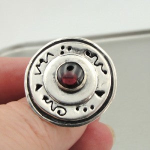 Hadar Designers Handmade Huge 925 Sterling Silver Red Zircon Pendant