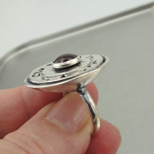 Hadar Designers Handmade Huge 925 Sterling Silver Red Zircon Pendant