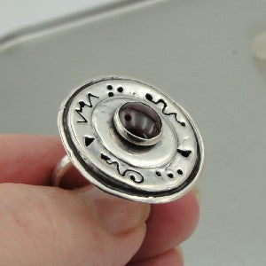 Hadar Designers Handmade Huge 925 Sterling Silver Red Zircon Pendant