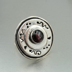 Hadar Designers Handmade Huge 925 Sterling Silver Red Zircon Pendant