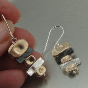 Hadar Designers Handmade dangle 14k Gold Fil Sterling Silver Earrings