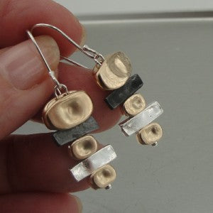 Hadar Designers Handmade dangle 14k Gold Fil Sterling Silver Earrings