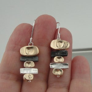 Hadar Designers Handmade dangle 14k Gold Fil Sterling Silver Earrings