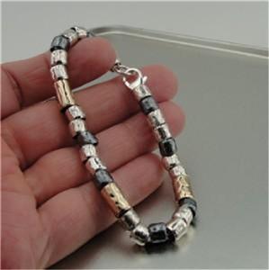 Hadar Designers Handmade Modern 14k Gold Fil 925 Sterling Silver Bracelet Fine Israeli Jewelry