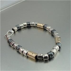 Hadar Designers Handmade Modern 14k Gold Fil 925 Sterling Silver Bracelet Fine Israeli Jewelry