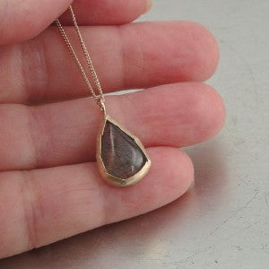 Hadar Jewelry Handmade 22k Yellow Gold 925 Silver Labradorite Pendant