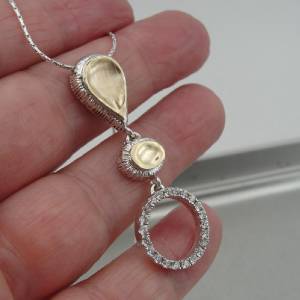 Hadar Jewelry 9k Gold Sterling 925 Silver White Zircon Pendant