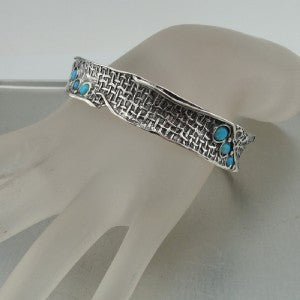 Sterling Silver Bracelet with Mosaic Blue Opals – "Nets" Collection