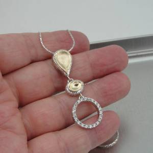 Hadar Jewelry 9k Gold Sterling 925 Silver White Zircon Pendant