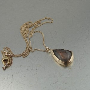 Hadar Jewelry Handmade 22k Yellow Gold 925 Silver Labradorite Pendant