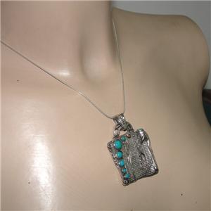 Hadar Designers Handmade Sterling Silver Turquoise Pendent