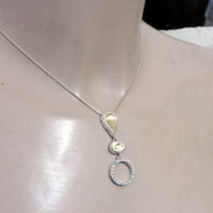 Hadar Jewelry 9k Gold Sterling 925 Silver White Zircon Pendant