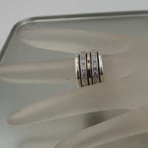 Hadar Designers 9k Rose Gold Sterling Silver CZ Swivel Ring