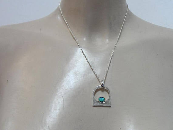 Hadar handcrafted Sterling Silver Opal Pendent round , chain ,gift , opal (2908)