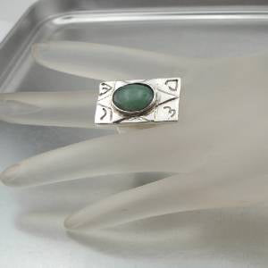 Hadar Designers Star of David Aventurine Ring 7,7.5,8 925 Silver Handmade