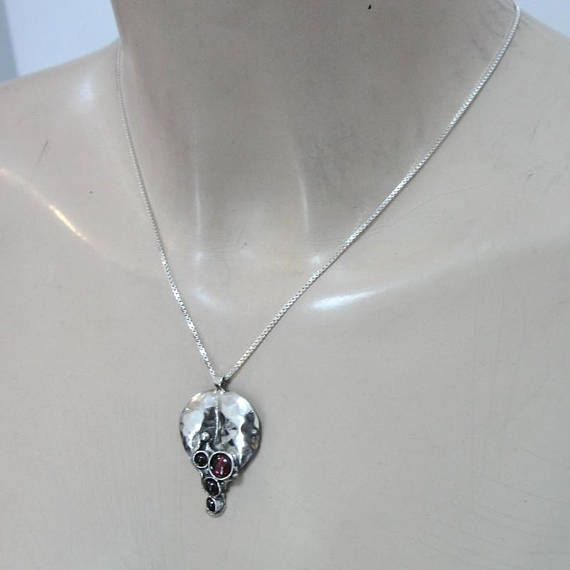 Silver and Garnet Pendant, (4663)