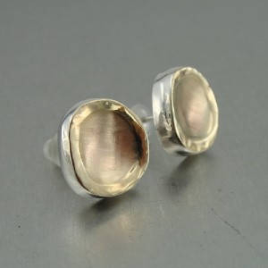 Hadar Jewelry Classy Handmade 9k Yellow Gold 925 Silver Stud Earrings