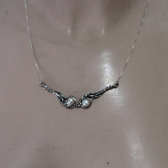Hadar Jewelry Handmade 925 Sterling Silver Pearl Pendant Necklace (H