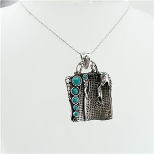 Hadar Jewelry Handcrafted 925 Sterling Silver Turquoise Pendent (H 425DO)