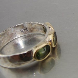 Hadar Designers 925 Sterling Silver 9k Gold Tourmaline Ring