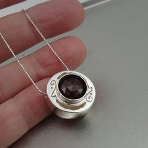 Hadar Designers Handmade Unique 925 Sterling Silver Red Garnet Pendant
