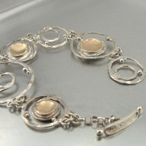 Hadar Designers Handmade 9k Yellow Gold 925 Silver Link Bracelet