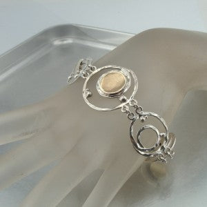 Hadar Designers Handmade 9k Yellow Gold 925 Silver Link Bracelet