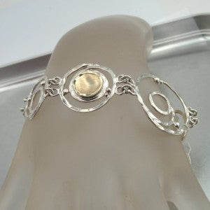 Hadar Designers Handmade 9k Yellow Gold 925 Silver Link Bracelet