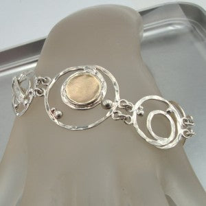 Hadar Designers Handmade 9k Yellow Gold 925 Silver Link Bracelet