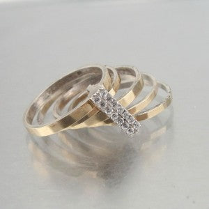 Hadar Designers Yellow 9k Gold 925 Silver Zircon Multi Ring Gift for Israeli Wife Gift for Her