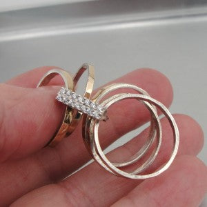 Hadar Designers Yellow 9k Gold 925 Silver Zircon Multi Ring Gift for Israeli Wife Gift for Her