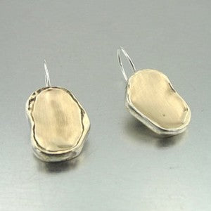 Handmade 9k Yellow Gold 925 Sterling Silver Earrings (I e148)