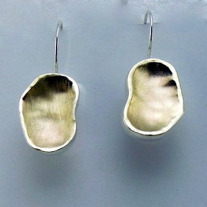 Handmade 9k Yellow Gold 925 Sterling Silver Earrings (I e148)