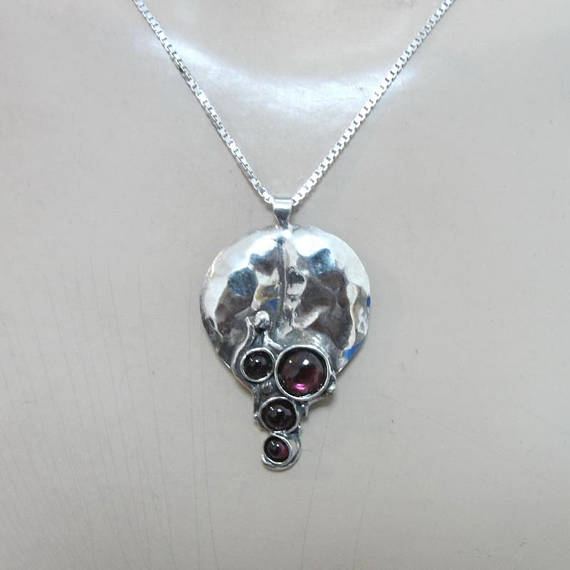 Silver and Garnet Pendant, (4663)