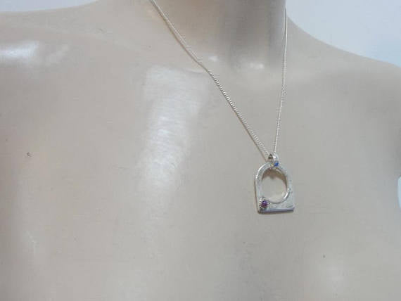 Hadar handcrafted Sterling Silver rubil Pendent round , chain ,gift , rubi (2901)