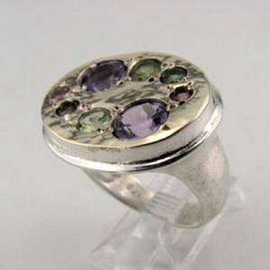 Hadar Designers Handmade 9k yellow Gold Silver Tourmaline Ring Gift for Her