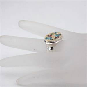 Hadar Designers Handmade 9k yellow Gold Silver Tourmaline Ring Gift for Her
