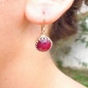 Hadar Jewelry Handmade 14k yellow Gold Filled Filigree Ruby Earrings