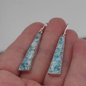 Hadar Jewelry Drop Handmade Sterling Silver Roman Glass Earrings