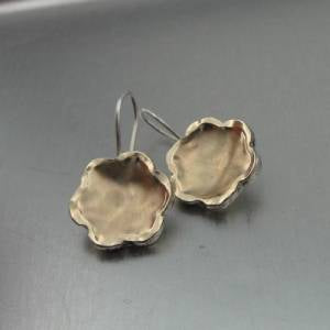Hadar Jewelry Floral Handmade 9k Yellow Gold Sterling Silver Earrings