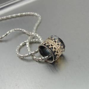 Hadar Designers Handmade Filigree 9k Yellow Gold Sterling Silver Pendant (I n951