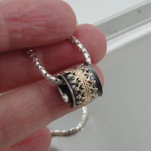 Hadar Designers Handmade Filigree 9k Yellow Gold Sterling Silver Pendant (I n951
