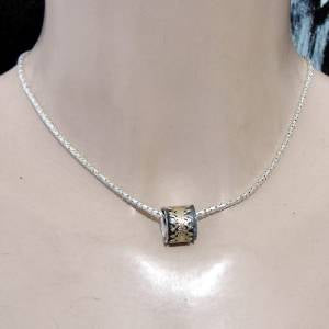 Hadar Designers Handmade Filigree 9k Yellow Gold Sterling Silver Pendant (I n951
