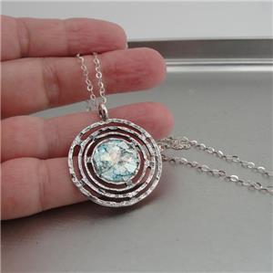 Hadar Designers Handmade Round Sterling Silver Roman Glass Pendant Fine Israeli Jewelry