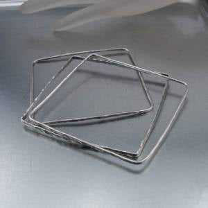 Hadar Designers Handmade 925 Sterling Silver 1-2-3 Square Bangle Bracelets