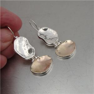 Hadar Jewelry Dangle Handmade 9k Yellow Gold Sterling Silver Earrings