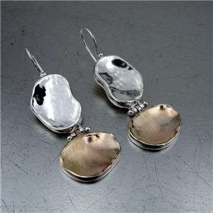 Hadar Jewelry Dangle Handmade 9k Yellow Gold Sterling Silver Earrings