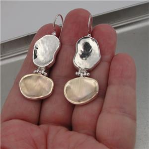 Hadar Jewelry Dangle Handmade 9k Yellow Gold Sterling Silver Earrings